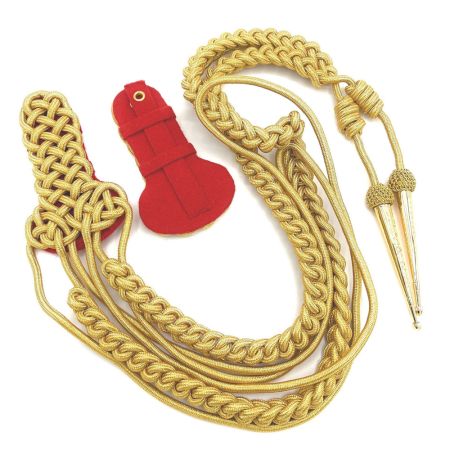Aiguillette with Shoulder Board Gold Mylar on Red