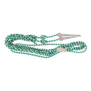 Green and White Silky Aiguillette with Silver Tips