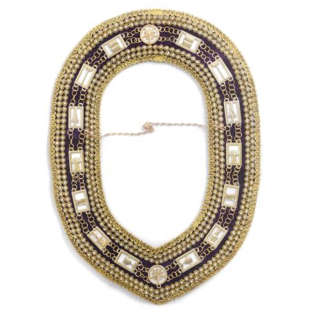 Gold Rhinestones OES Chain Collar Purple Backing