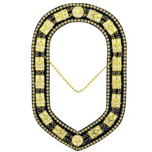 Past Master Blue Lodge Chain Collar with Gold Rhinestones