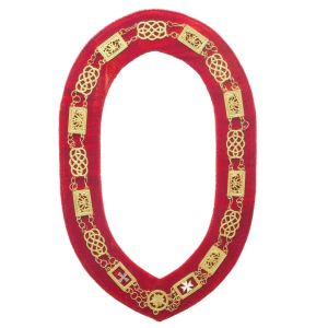 Gold With Red Velvet Order Of Malta Chain Collar