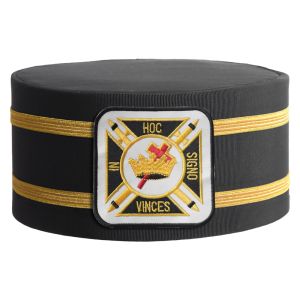 Knights Templar Black Crown Cap Gold Braids