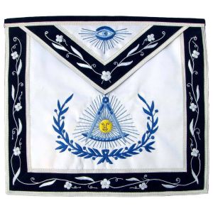 Past Master Blue Lodge Apron Navy Blue Velvet Ribbon