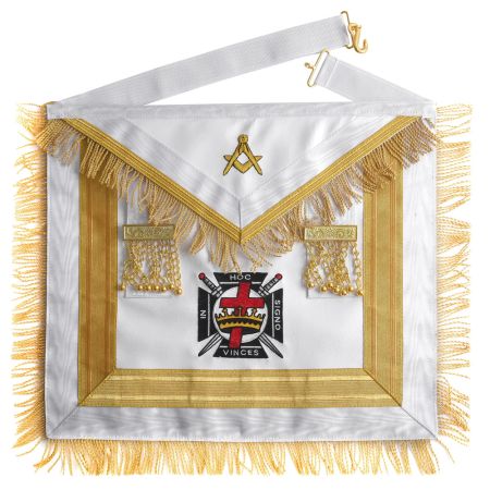 Knights Templar Apron White & Gold Machine Embroidery