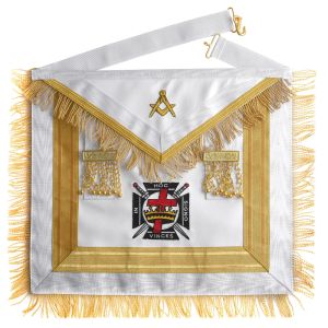 Knights Templar Apron White & Gold Machine Embroidery