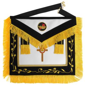 Past Commander Knights Templar Apron Black With Gold Fringe