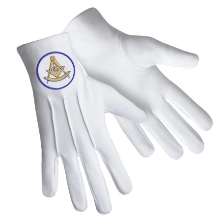 White Cotton Past Master Blue Lodge Gloves