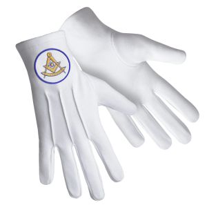 White Cotton Past Master Blue Lodge Gloves