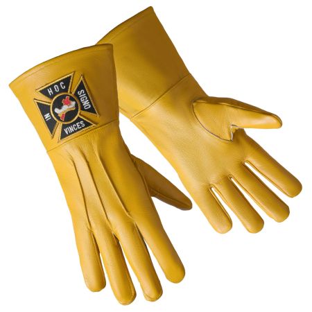 English Knights Templar Gauntlet Yellow Leather