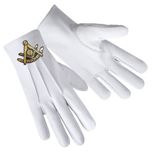 Past Master Blue Lodge White Leather Gloves